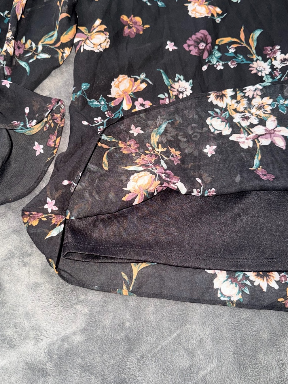 Floral V-Neck Blouse - Black/Multi - Picture 4 of 4
